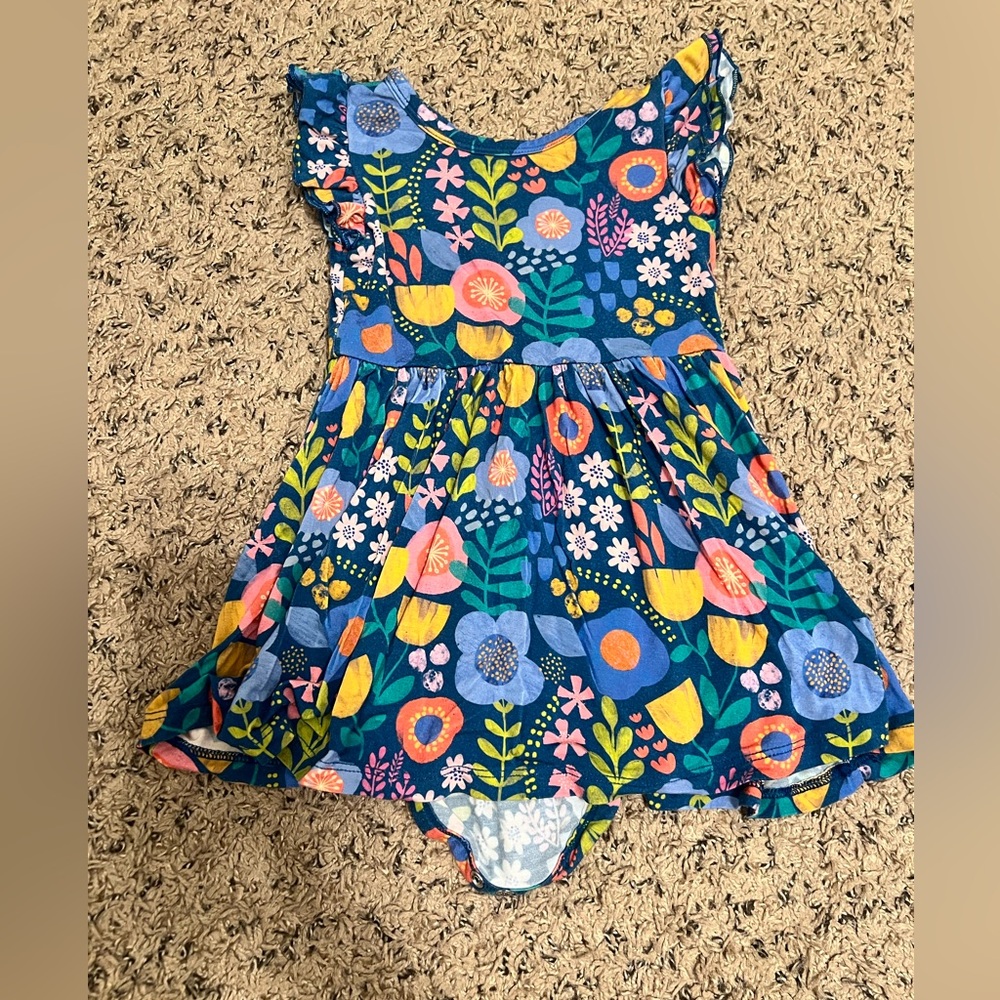 Little Sleepies 18-24 Months Folk Floral Bodysuit Twirl Dress